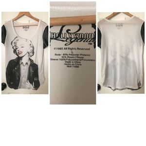 Marilyn Monroe Faux Leather Sleeve Top